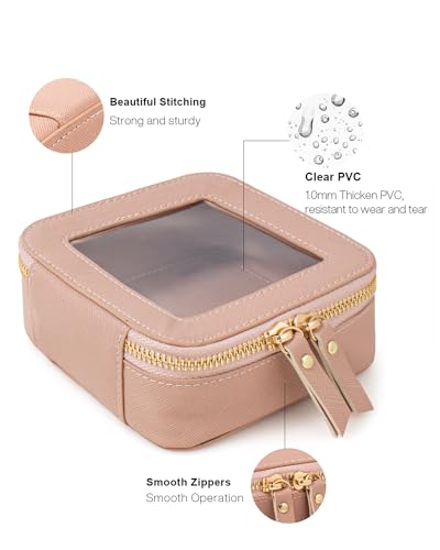 Travel Clear Makeup Bag Set, TSA Approved Cosmetic Bag Case with Zipper Portable Makeup Pouch Toiletry Bag Traveling Cosmetic Organizer Storage Bag Car Organizer Car Essentials - color: Mini Dark Pink