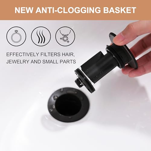 KENES Oil Rubbed Bronze Bathroom Vessel Pop Up Sink Drain Without Overflow, Vanity Sink Drain Stopper Assembly, Sink Drain Assembly Without Overflow Anti Clog Pop Up Drain - color: Oil-rubbed Bronze, size: Big Pop up Cap (Without Overflow)