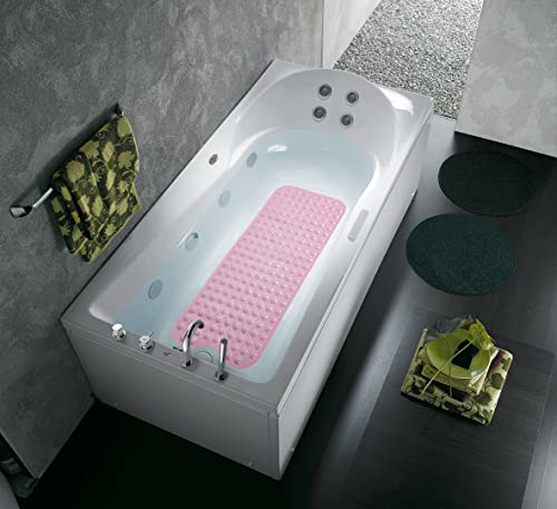 Bathtub and Shower Mats, Extra Long Non-Slip Bath Tub Mat 39 x 16 Inch, Machine Washable Bathmat with Suction Cups & Drain Holes for Bathroom Floor, Pink - color: Pink