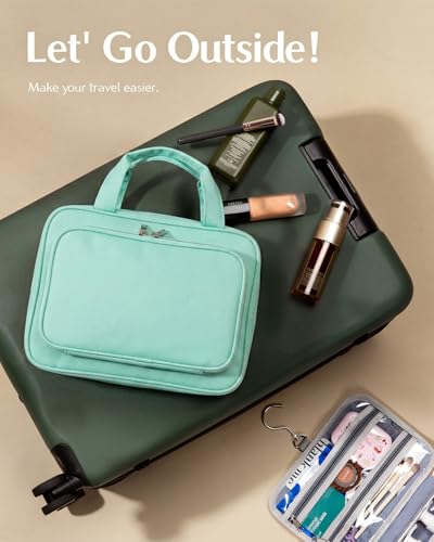 Travel Hanging Toiletry Bag for Women - Waterproof Cosmetic Organizer with Clear Window, Lightweight Bathroom Bags for Essentials, Makeup, Shampoo, Toiletries Green,Large - color: Green, size: L (11.8x9x4inch)