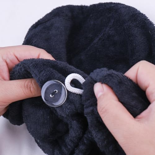 Super Absorbent Quick Dry Spa Bath Wrap Shower Skirt and Hair Drying Turban - 2pc Set (One-Size, Black) - color: Black