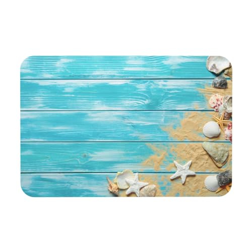 Sea Shells Wooden Background Bath Mat Rugs 15.7x23.6 in, Diatomaceous Earth Bathroom Rug Fit Under Door Rubber Non-Slip Absorbent Bathroom Mat for Bathroom Kitchen Floor, Tub and Shower Sink - color: Sea Shells Wooden Background