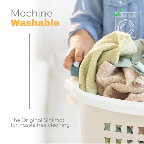 The Original Machine Washable Kitchen Sink Mat by Ternal, Absorbent Microfiber Fabric with Anti-Slip Silicone Backing, Splash Guard and Drip Catcher Around Faucet Handles. [2 Pack] (Black, Mini 9in)