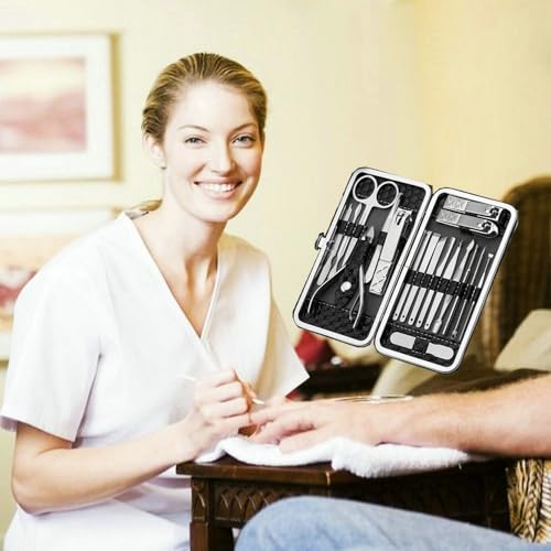 Nail Clippers Set Men Personal Care Tools Accessories Professional Manicure Pedicure Kit with Travel Case Nail Grooming Kit Gifts for Men Women Father Mother - color: Black-18pcs