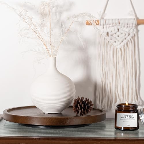 Wood Lazy Susan Organizer Kitchen Turntable for Cabinet Farmhouse Bathroom Decor Round Decorative Tray for Vanity, Counter, Sink, Coffee Table, 11 Inch, Walnut - color: Walnut, size: 11“