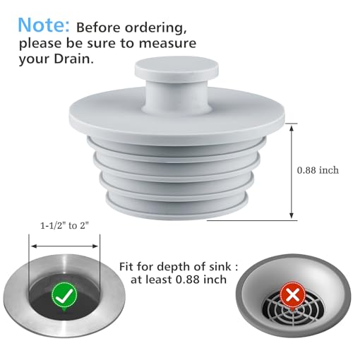 Aluvor Bathtub Stopper Drain Plug Bathroom Tub Plug Sink Stopper 2pcs | Silicone Bathtub Drain Plug Tub Drain Stopper Washbasin Stopper - color: Gray, size: Large