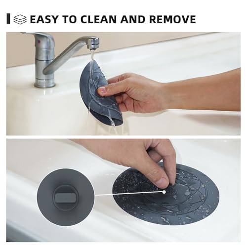 Tub Stopper 2PCS,Bathtub Drain Stopper,6 inches Bathtub Tub Drain Cover Stopper,Silicone Drain Plug,Kitchen Bathroom Hair Water Shower Stopper,Large Bathroom Laundry Accessories (Grey/White) - color: White/Grey