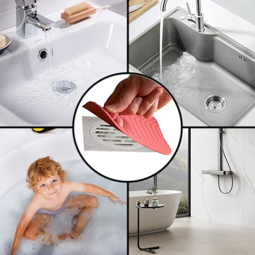 Shower Drain Cover Tub Stopper,2 Pieces Sewer Anti-Odor Mat Deodorizing Drain Plugs for Kitchen,Bathroom and Laundry(5.9x5.9 inch) Red - color: Red/2-piece Set