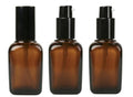 ericotry 3PCS 50ml Empty Refillable Square Amber Glass Cream Lotion Pump Bottles for Makeup Face Cream Facial Cleanser Toiletries Toner Liquid Travel Containers Emulsion Essential Oil Dispenser - size: 50ML