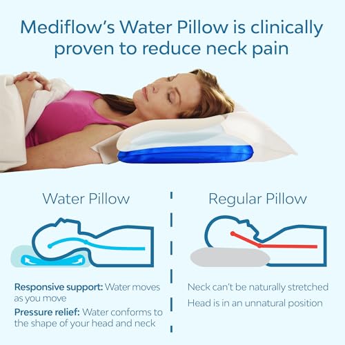 Mediflow Fiber: The First & Original Water Pillow, clinically Proven to Reduce Neck Pain & Improve Sleep. Therapeutic, Ideal for People Looking for Proper Neck Support - size: Single Pack
