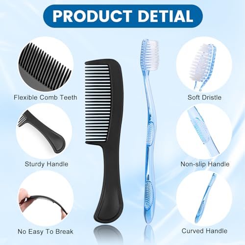 5 Sets Personal Hygiene Kit Basic Toiletry Kits Homeless Supplies | Bulk for Travel,Charity,Business Include 5 Toothbrush, 5 Toothpaste, 5 Comb, 5 Bath Soap,5 Shampoo,5 Body Wash,25 Floss Picks - size: Pack of 5