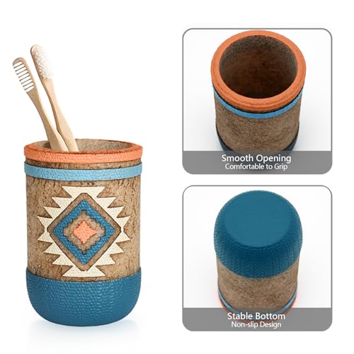 Bathroom Accessory Sets 4PCs Complete Tribal Home Decor Southwest Pattern Shape Includes Lotion Dispenser Toothbrush Holder Tumbler Cup & Vanity Tray - color: Multicolor, size: Tray