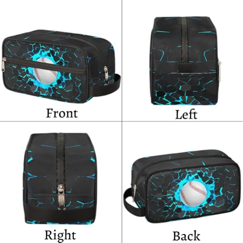 Kids Travel Toiletry Bag - Waterproof Hanging Cosmetic Hygiene Bags for Boys Men - Large Shave Kit for Toiletries Accessories Bathroom Stuff, Blue Baseball - color: Blue Baseball