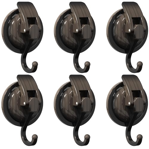 Heavy Duty Vacuum Suction Cup Hooks, Red Bronze Plated Polished Super Suction for Kitchen Bathroom, 6 Pack - color: Red Bronze