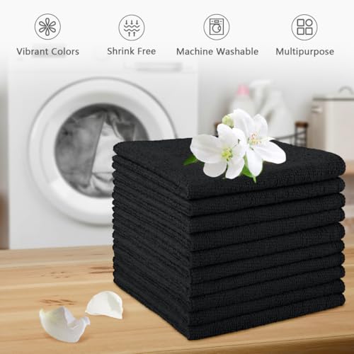 Orighty Wash Cloths, 10 Pack Face Towels, Soft Quick-Drying Washcloths, Multi-Purpose Microfiber Face Cloths for Bathroom, Gym, Spa, Hotel, Travel, 11.5"x11.5", Black - color: Black