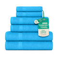 SALBAKOS 100% Turkish Cotton 6-Piece Towel Set | Heirloom Quality Hotel & Spa Collection | Soft, Super Absorbent 2 Washcloth, 2 Hand, 2 Bath Towel Sets | Made in Turkey (Aqua, 6 Piece Towel Set) - color: Aqua, size: 6 Piece Towel Set