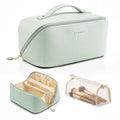VLANDO Makeup Bag,Travel Toiletry Bag,Cosmetic Bag for Women PU Leather Portable Make up Bag for Skincare, Brushes & Travel Essentials-Mint Green - color: 07-Mint Green