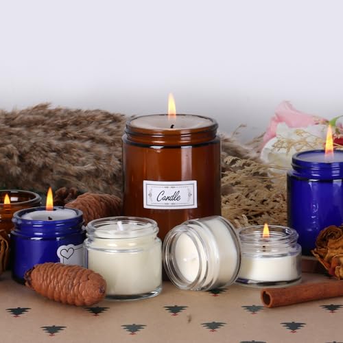 3 Pack Amber Glass Jars with lids, 4 oz, 2oz and 1 oz, Reusable Sample Jars | Small Cosmetic Containers with Inner Liners, Leak-Proof Travel Jars for Lotions, Scrubs, and Candle Making, Labels & Spatulas - color: Amber-1-3oz-3pcs