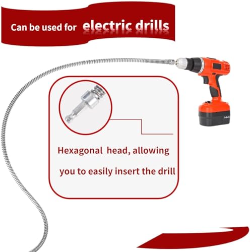 9.8 FT Drill Drain Snake,Sink Unclogging Tool That Can Be Connected To An Electric Drill, Hair Catcher Drain Snake,Drain Auger Drill Attachment,Drill Snake For Plumbing - style: Ø0.236 in x9.84ft（Ø6mm x 3m）