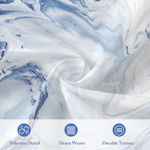 MitoVilla 3 in 1 Long Navy Blue Marble Shower Curtain Set-72 W x 78 H, Modern Ripple Shower Curtain and Waterproof Fabric PEVA Liner Set with 12 Stainless Steel Hooks - color: 3 in 1 - Navy, size: 72"W x 78"L (Pack of 1)