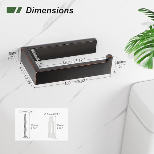 SAYAYO Oil Rubbed Bronze Toilet Paper Holder Wall Mount, Brushed Bronze Toilet Tissue Holder for Bathroom, RV TP Holder Square, SUS304 Stainless Steel 6 Inch - color: Oil Rubbed Bronze