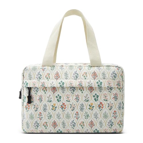 Large Makeup Bag for Women Corduroy Cosmetic bag Make up Bags Zipper Pouch with handle Cosmetic Organizer Toiletry Bag for Travel Storage - color: 18-Multi-Plants