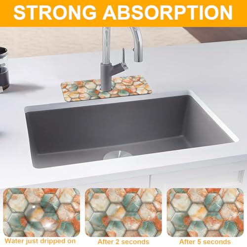 2 Pack Faucet Mat for Kitchen Sink Splash Guard Bathroom 15.5"X5.5" - size: 15.5" x 5.5"