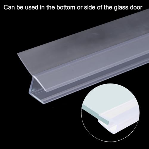 uxcell Shower Door Side Seal, H-Type Shower Door Sweep for 3/8" Glass 78.5" Long (15.7" x 5 Pcs), 3 Section Segmented Frameless Glass Door Seal Strip, Stop Shower Leaks, Clear - size: 3/8" Glass 78.5" Long