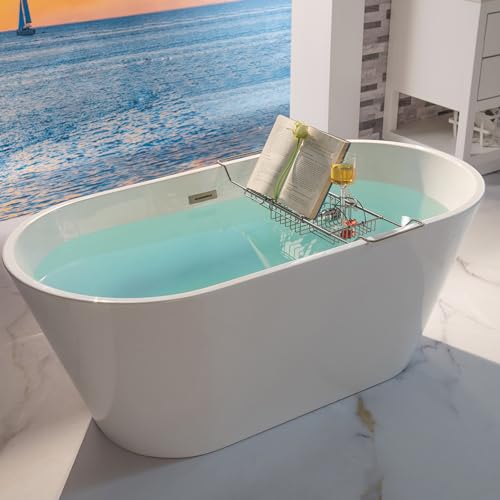 Woodbridge Stainless Steel Extendable Bathtub Caddy Tray in Brushed Nickel Finish with Removable Wine Holder, Book and Phone Rack, Bathcad-BN - color: Brushed Nickel