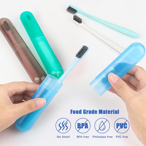 6 Pack Travel Toothbrush Case Breathable Portable Toothbrush Holder Plastic Toothbrush Cover Container for Couples Valentine Gifts, Traveling, Bathroom, School, Home, Business, Camping - color: Red+Blue+Green+Grey+Lucency(2)