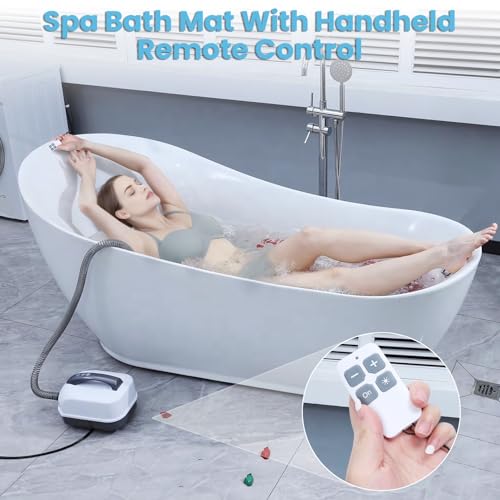 Bathtub Spa Mat with Bubble Jet Massager – Portable Full Body Waterproof Massage Mat, 6-Speed Bubbles, Remote Control & Non-Slip Suction Cups for Ultimate Relaxation