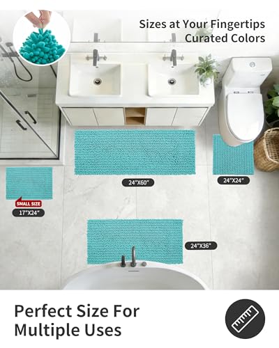 ILANGO Bathroom Rugs Sky Blue 32x20,Extra Soft Absorbent Chenille Bath Rugs,Thick Non-Slip Shaggy Bath Mat,Machine Washable Quick Dry Bath Mats for Bathroom Floor, Tub, Shower Accessories - color: Sky Blue, size: 20"×32" Bathroom Rug