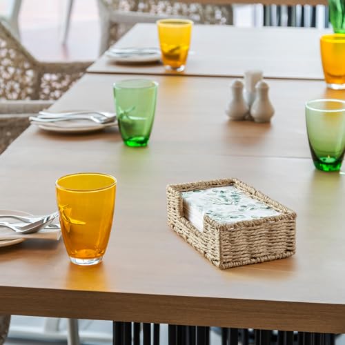Napkin Holder for Bathroom, Woven Wicker Paper Rope Guest Towel Holder Tray, Disposable Paper Hand Towel Holder for Bathroom Accessories, Dinner Napkin Holder for Kitchen Table Party - color: Beige, size: 9.45"L x 5.43"W x 2.91"H