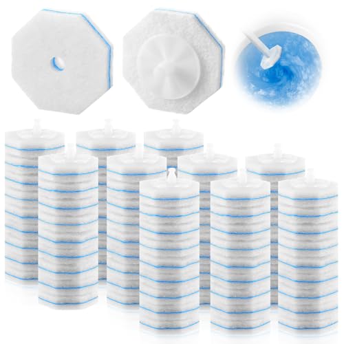Kifmurase 100 Pcs Toilet Wand Refills Disposable Toilet Brush Replacement Heads, Disposable Sponge Refill Heads Household Cleaning Bathroom Cleaners Compatible with Most Toilet Brushes