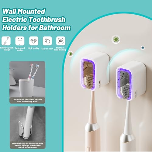 2 Pack Toothbrush Holders for Bathroom, Self Adhesive Wall Mounted Toothbrush Holder with Cover, Single Toothbrush Dispenser Storage Organizer for Family, Travel, Waterproof and Dustproof (Brown) - color: Brown