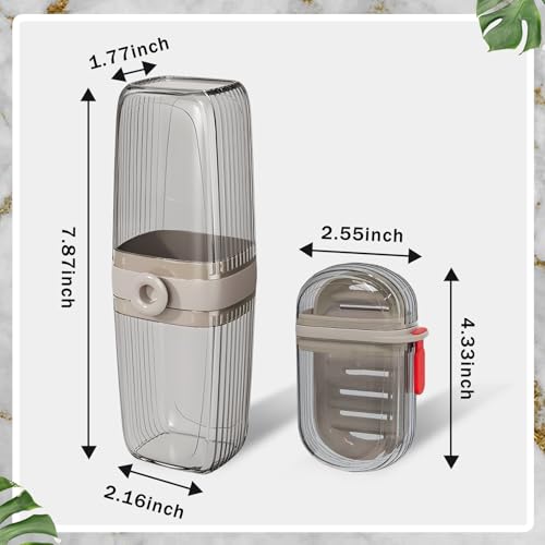 Toothbrush Travel Case and Soap Travel Case, Leakproof Soap Container with Cover, Portable Toothbrush Holder for Bathroom Storage, Camping, and Trip