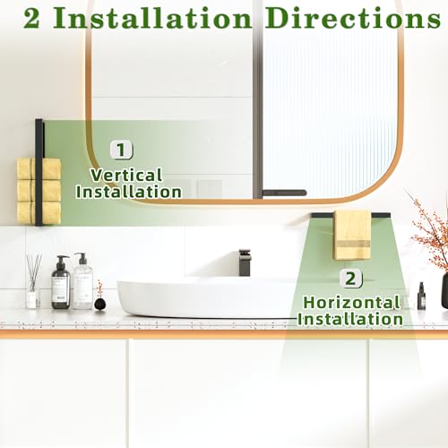 Alise 20 Inch Hand Towel Bar, Matte Black, SUS304 Stainless Steel | Wall Mount Towel Holder, Towel Hanger, Towel Rail, For Bathroom - color: Black, size: 20-Inch