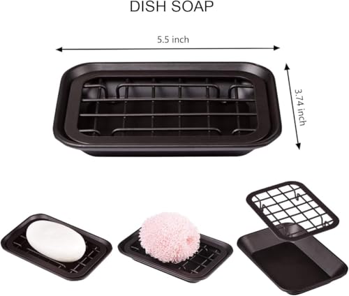 SheeChung Kitchen and Bathroom Soap Dish Tray - Metal Soap Dish Tray with Drainage Grid and Holder for Kitchen Sink Countertops to Store Soap, Sponges, Scrubbers - Rust Resistant (1 Pack, Bronze) - color: Bronze