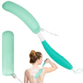 Back Scrubber for Shower, 15.35" Long Handle Shower Brush for Body, Back Brush for Shower for Men Women, Long Handled Bath Sponge for Deep Clean, Exfoliating, Anti-Slip Curve Handled Back Scrubber - size: Green-green-h