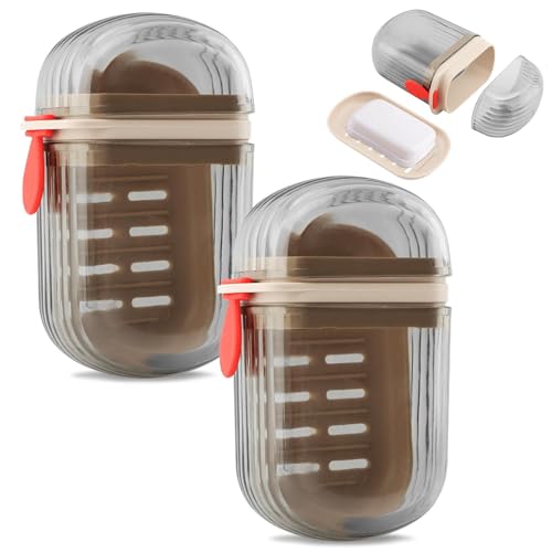 Travel Soap Case, Leakproof Soap Dish with Lid,Portable Soaps Container, Efficient Drainage SoapBox for for Bathroom,Shower,Home,Gym,School,Camping,Vacation,Outdoor(2PCS)