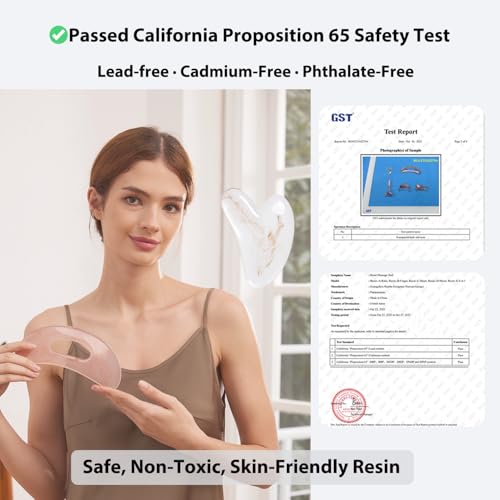 Large Body Gua Sha Tool for Lymphatic Drainage,Cellulite, Sculpting and Sore Muscles,Grip-Friendly with Smooth Resin & Ergonomic Design for Jawline, Neck,Thighs and Stomach Pink Resin Prop 65 Tested - color: Pink and Gray