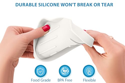 Silicone Soap Dish & Tray - Self Draining, Durable Rubber with Drainage - Kitchen & Shower Soap Holder - color: Cream, size: S(4.7X3.5) 1 PC
