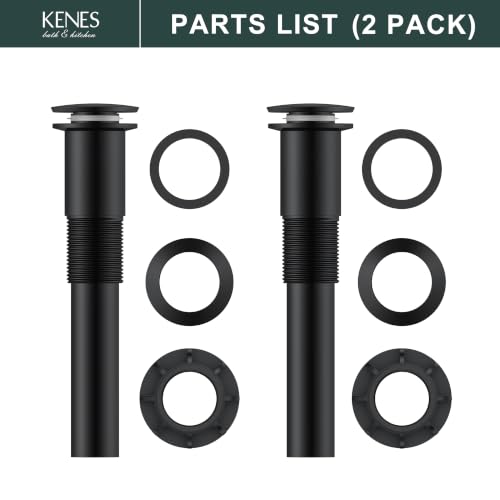 KENES 2 Pack Bathroom Vessel Sink Pop Up Drain Without Overflow Assembly, Lavatory Vanity Sink Drain Stopper, Anti-Clogging Drain Strainer, Matte Black - color: Matte Black X 2, size: Big Pop up Cap (Without Overflow)