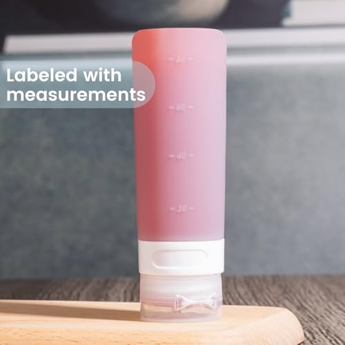MICEBAY Condiment Squeeze Bottles for Sauces, 3-oz Mini Silicone Salad Dressing Container to Go with Reusable Sandwich Bag, Leakproof Sauce Bottle for Bento Lunch Box, 4 Pack, Gray - color: Gray, size: 3 OZ