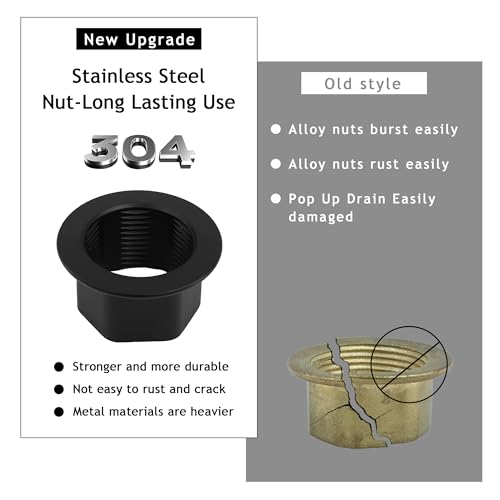 Bathroom Sink Drain,Drain Stopper Bathroom Sink with Overflow,Small Cap Pop Up Drain Assembly with Detachable Strainer Basket,Built-in Anti-Clogging, Stainless Steel Nut Matte Black - color: Matte Black-small Cap, style: With Overflow