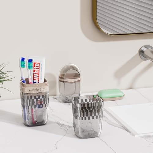VITVITI Travel Soap Case Container, Portable Toothbrush Travel Case Dish Tray, 7.88 Inch Toothpaste Traveling Toothbrush Holder Set with Cover for Trip/Bathroom/Camping, Gray - color: Gray