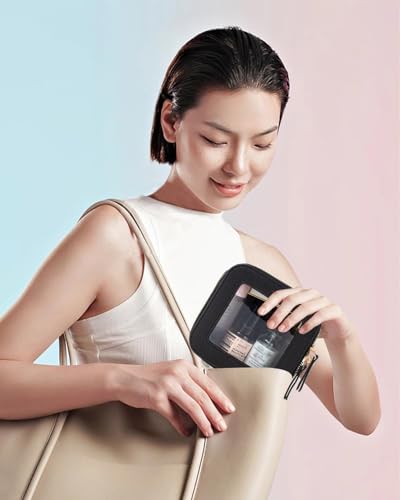 Travel Clear Makeup Bag Set, TSA Approved Cosmetic Bag Case with Zipper Portable Makeup Pouch Toiletry Bag Traveling Cosmetic Organizer Storage Bag Car Organizer Car Essentials - color: Mini Black