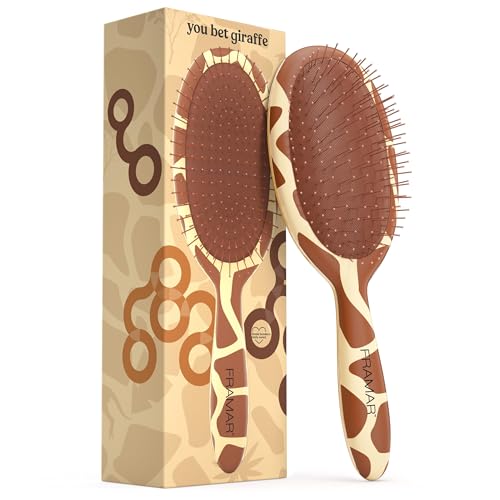 FRAMAR Wet Hair Brush Detangler, Detangling Hairbrush For Women, Wet Hair Brush For Girls, Hair Detangler Brush, Wet Hairbrush, Hairbrushes, Girls Hairbrush Detangler, Reduces Frizz - Giraffe - color: Giraffe