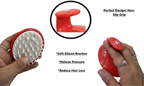 G.B.S Pack of 3 Shampoo Brush for Head Scalp, Red