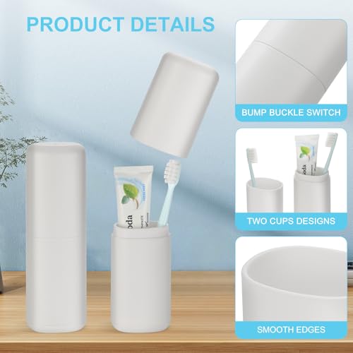 Travel Toothbrush and Toothpaste Case, 2 in 1 Gray Toothbrush Holder and Rinse Cup, Large Capacity Toothbrush Cup with Cover, Portable Toothbrush Holder for Traveling, Camping, Trip - color: Gray